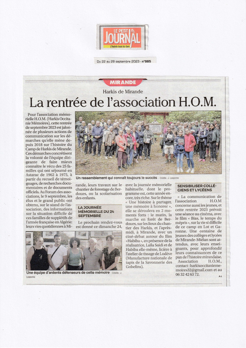 Le programme de rentrée de l'association HOM