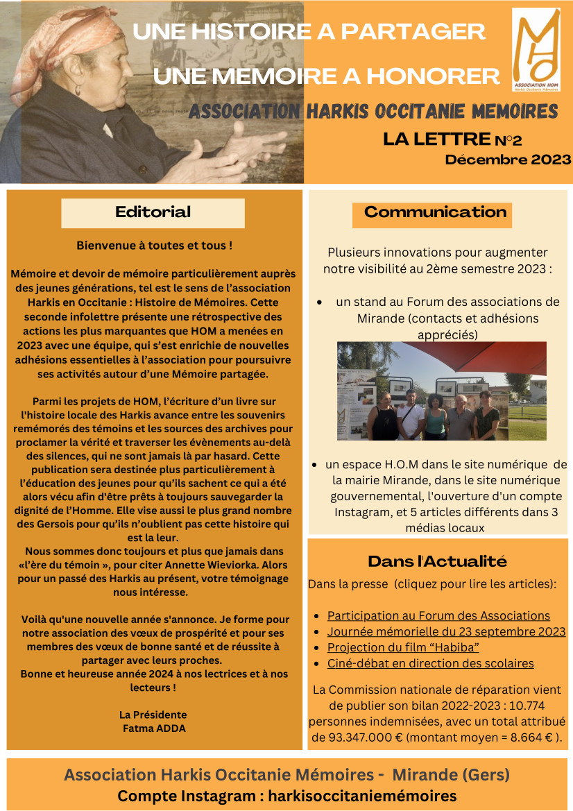 Infolettre n° 2 d'HOM page 1 - 26 décembre 2023